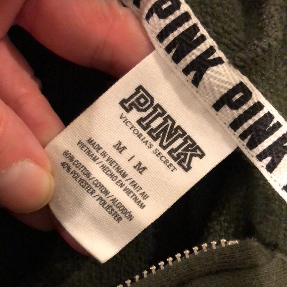 PINK military green hooded sweatshirt size medium - Picture 5 of 5